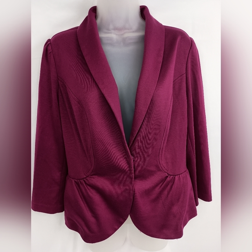 ELLE Elegant Purple Maroon L Merlo Blazer Preppy Clueless Dopamine Office Siren